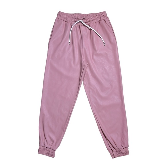 Parisian PU Faux Leather Pink Jogger Style Pants US L - Picture 1 of 7